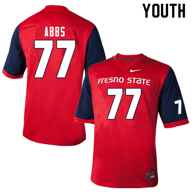 Youth #77 Nick Abbs Fresno State Bulldogs College Football Jerseys Sale-Red - Click Image to Close
